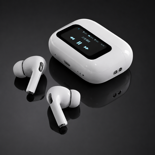AUROX Smart Display ANC Wireless Earbuds | HD Touch Screen Case | ENC + ANC | Bluetooth 5.4 | Premium Sound
